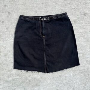 90s The Limited Cropped Black Stretch Skirt With Clasp Buckle Front